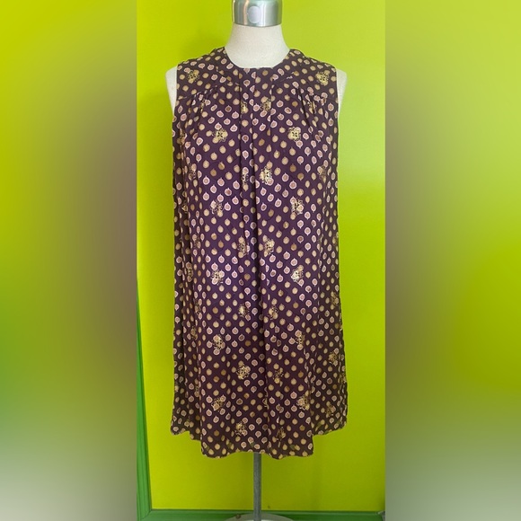 Vintage Anna Sui Metallic Gold Indian Tunic Shift Dress 10 - Picture 9 of 9